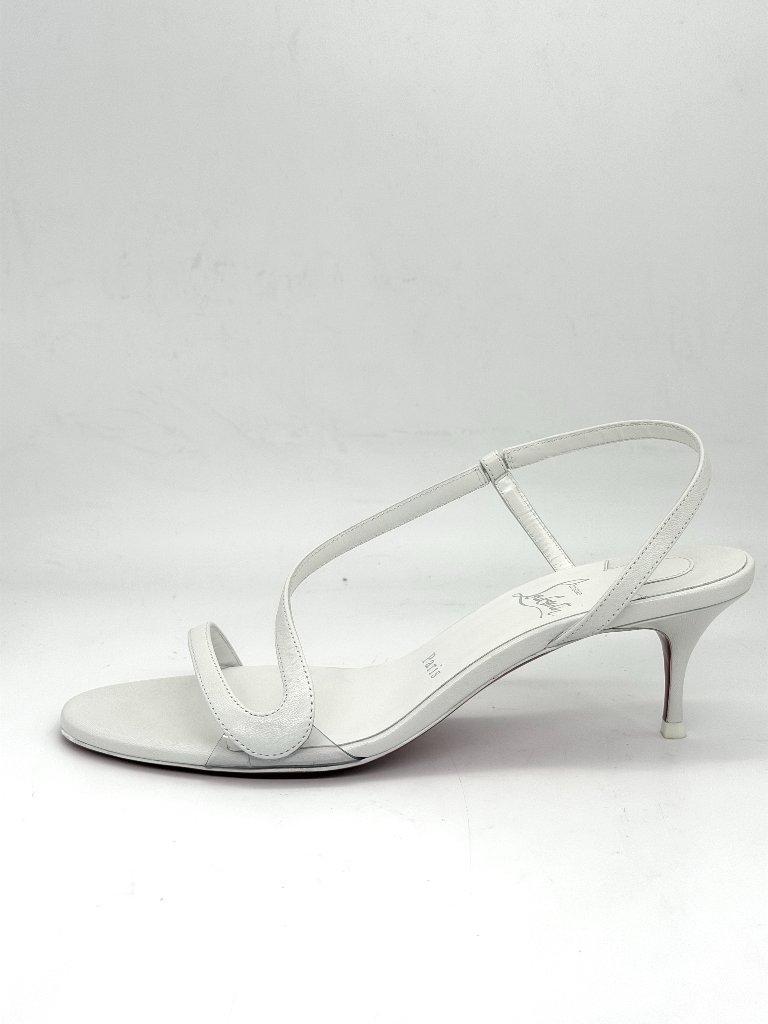 Christian Louboutin Rosalie 55 Strappy Slingback Sandals Kitten Heels White — image 4 of 8